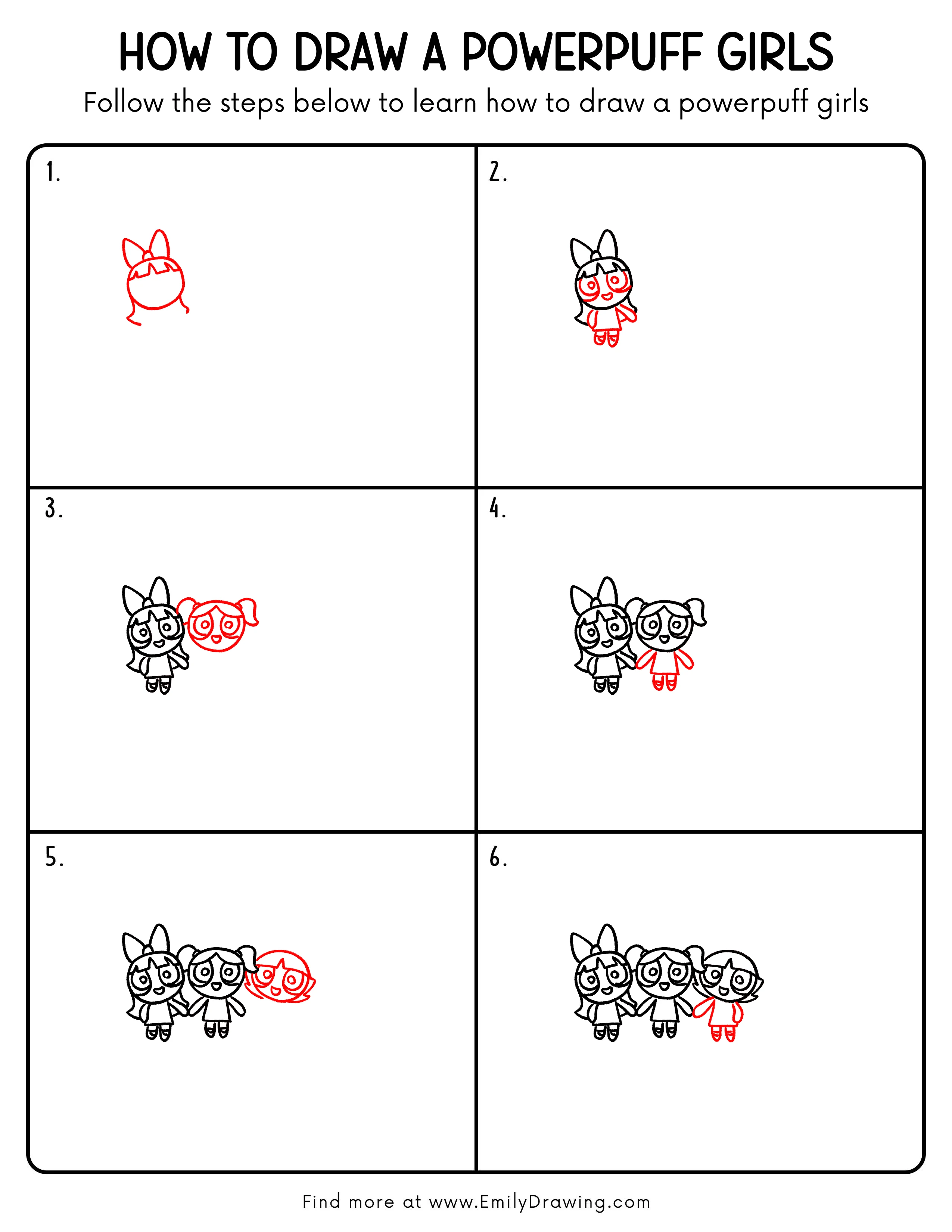 Printable Powerpuff Girls Drawing Guide